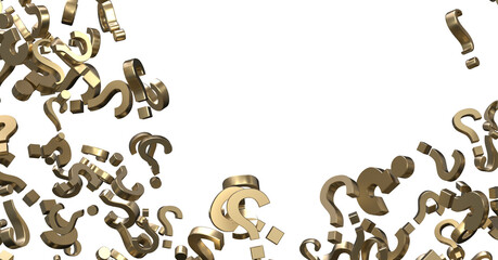 Poster - colored question marks background concept. 3D Rendering.