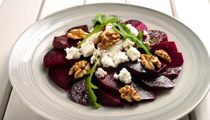 Canvas Print - Beetroot Salad with Feta Cheese and Walnuts