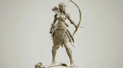 Wall Mural - 5. **Charming 3D model of a fantasy elf warrior with intricate bow and quiver