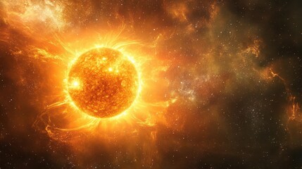 Wall Mural - cosmic brilliance majestic sun blazes amid the vast expanse of space swirling solar flares and ether