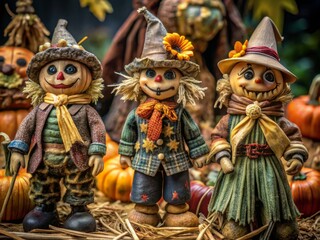 Wall Mural - * Darkly detailed scarecrow figurines