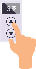 Poster - Hand is pressing the up button of an elevator control panel