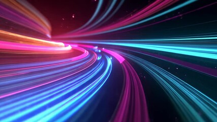 Poster - Dynamic abstract patterns featuring vibrant colors and flowing lines in a digital space