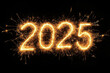 © Robert Kneschke - Glowing sparklers form the numbers 2025 against a pure black background, symbolizing celebration and the excitement of the New Year with vibrant energy and anticipation.