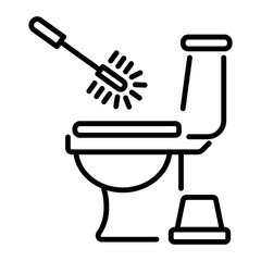 Poster - A line icon of toilet cleaning 