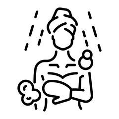 Poster - A line style icon of shower glove 