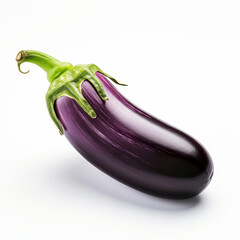 Fresh eggplant isolated on white background with vibrant colors