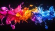 © Bijac - dynamic abstract image of vivid paint splashes colliding midair creating a mesmerizing swirl of colors resembling a chemical reaction or cosmic event