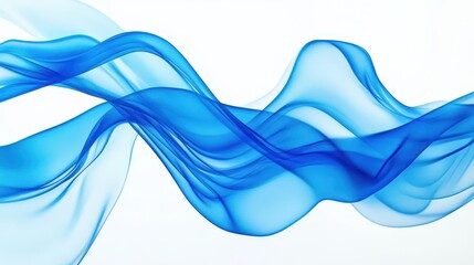 Wall Mural - dynamic wave abstraction flowing curves of vibrant blue hues against crisp white background fluid motion frozen in time digital art with organic feel sleek modern aesthetic