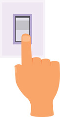 Poster - Cartoon hand pressing a white light switch with its index finger