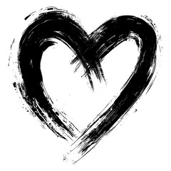 Poster - Black heart png brush stroke texture, transparent background