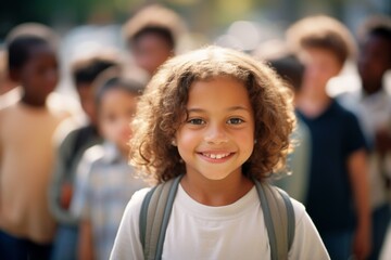 Sticker - Portrait of a smiling child going to school