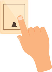 Poster - Hand is pushing a button with a bell symbol, indicating that someone is ringing a doorbell