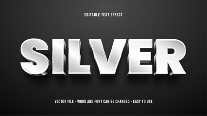 Poster - Silver editable text effect, shiny text style