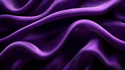 A close-up of flowing purple silk fabric with soft, elegant waves.