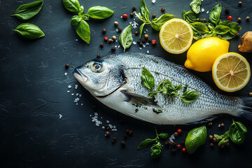 Wall Mural - fresh fish with lemon