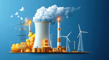 Wall Mural - Nuclear energy sustainability, advanced safety protocols