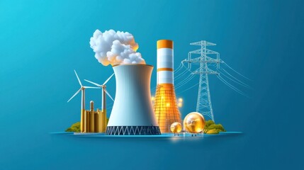 Wall Mural - Safe and secure nuclear power plants, green energy solution