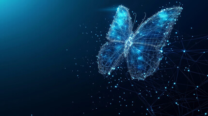 Wall Mural - a cutting-edge vector illustration depicting an abstract butterfly in flight over a network of linke