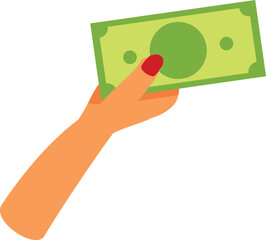 Poster - Woman hand holding banknote, paying for service or goods, giving loan, salary concept