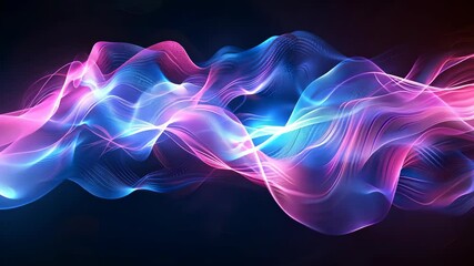 Poster - Explore abstract futuristic wave patterns in vibrant colors and fluid motion at night