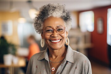 Wall Mural - Portrait of a elderly African American woman smiling in nursing home