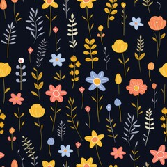 Sticker - Colorful Floral Pattern Seamless Design Illustration