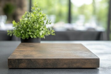 Poster - Rustic Iron Podium front view emphasis featuring a backdrop of product displays at a Farm-to-table culinary event.