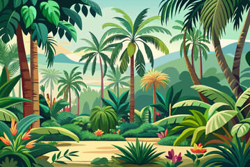 Wall Mural - Traditional Paste Wall. Jungle Palms Wallpaper Mural