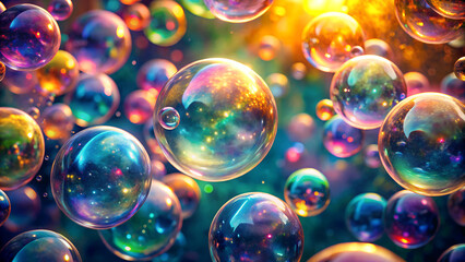 Whimsical abstract bubble texture with translucent colorful spheres for playful designs