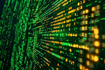 Fototapete - Binary Code on Computer Screen for your background business, poster, wallpaper.