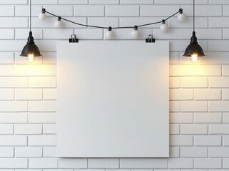 Poster - Blank Canvas on a White Brick Wall