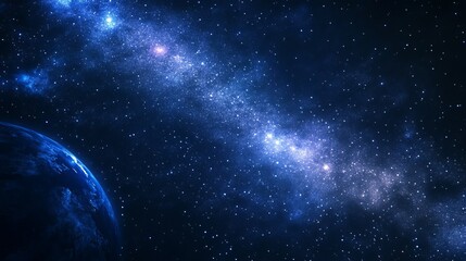 Wall Mural - Milky way galaxy with star and space dust in the universe and deep planet night sky background
