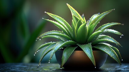 Canvas Print - Dew-Covered Bromeliad