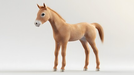 Wall Mural - 40. **Charming 3D model of a baby horse with a shiny coat and gentle eyes