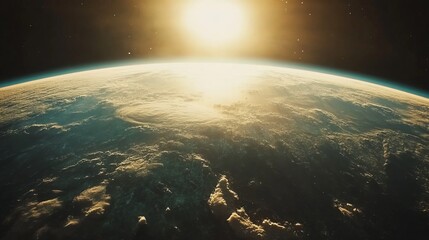 Wall Mural - cinematic shot of planet earth globe clouds and space background.