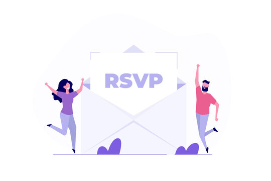 Envelope with RSVP text. Vector illustration.