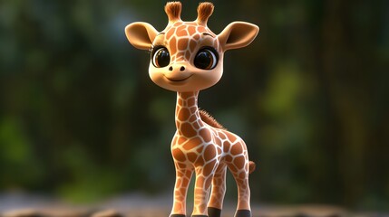 16. **cute 3d model of a baby giraffe with large, soulful eyes and short legs