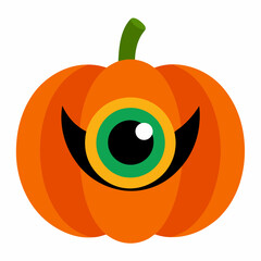 Wall Mural - Halloween pumpkin with big eye vector illustration on white background