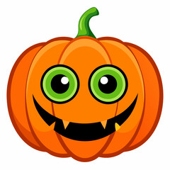 Wall Mural - Halloween pumpkin with big eye vector illustration on white background