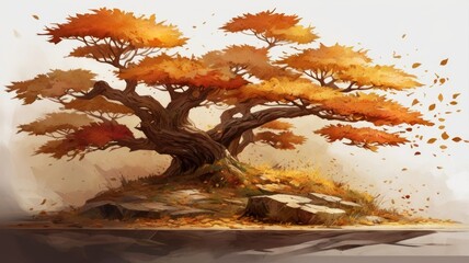 Beautiful illustration of autumn maple