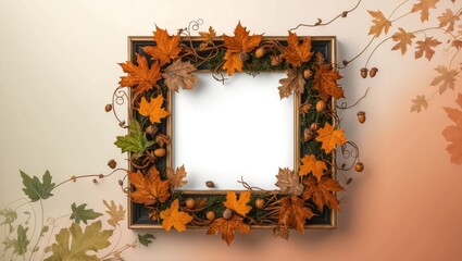 Wall Mural - Beautiful autumn frame in pastel colors