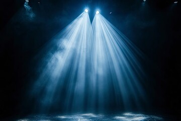 Wall Mural - spotlight on stage or gods rays isolated on black background , ai