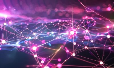 Poster - Holographic 3D grid with glowing lines, Video