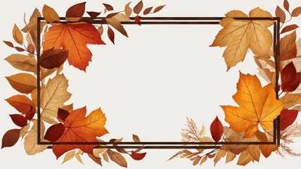 Wall Mural - Autumn frame in leaf, background