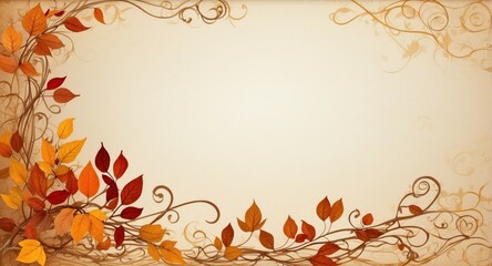 Wall Mural - Autumn frame in leaf, background