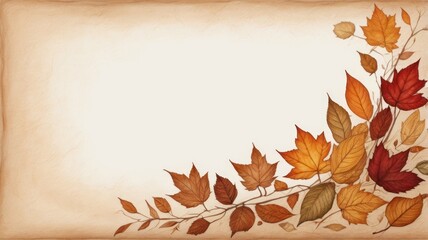 Wall Mural - Autumn frame in leaf, background