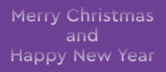 Poster - Merry Christmas and Happy New Year text. White stipple dots over purple background.