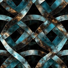 Canvas Print - Abstract Blue and Gold Metal Intertwined Pattern