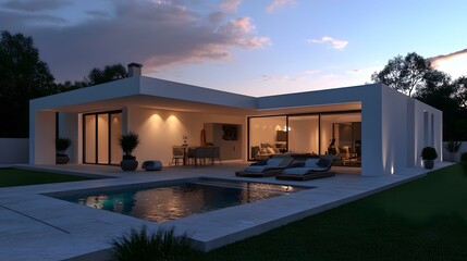 Modern House with Swimming Pool and Patio